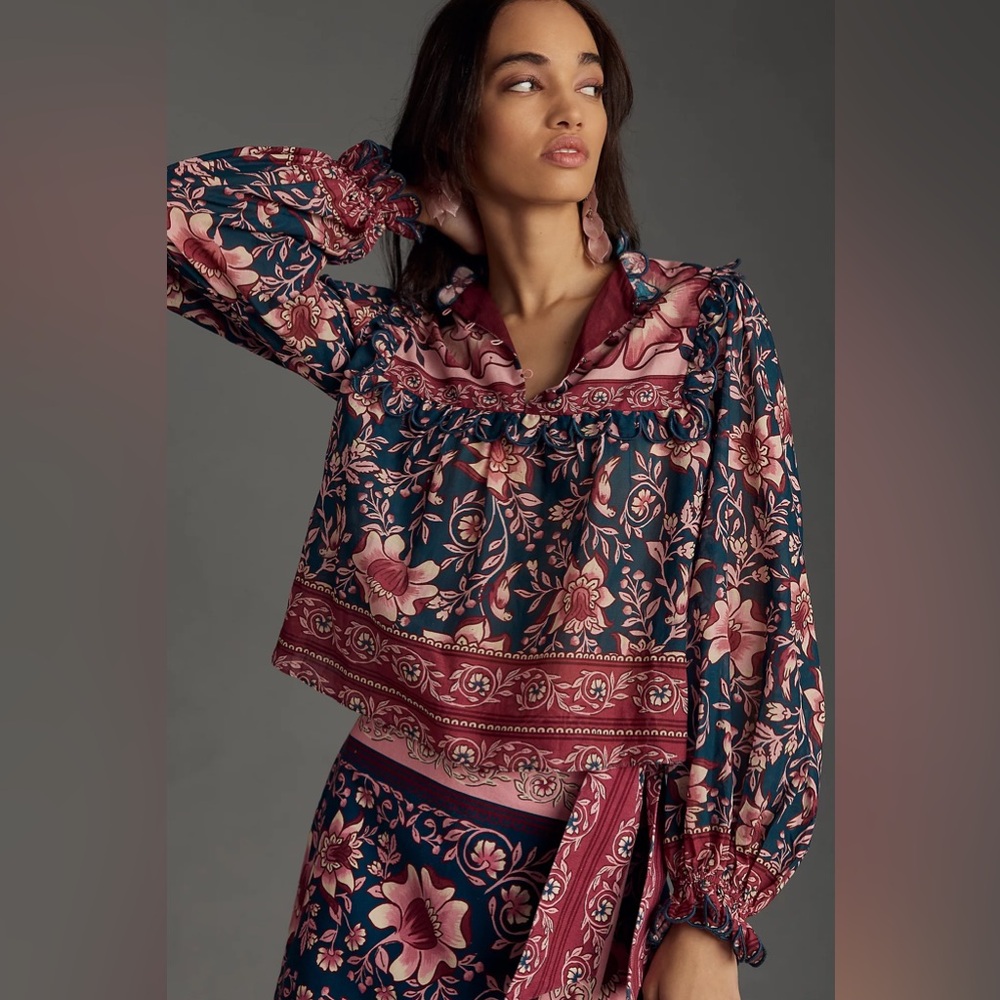 Farm Rio Ainika Charm Long-Sleeve Blouse